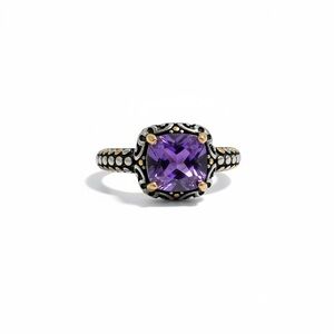 Solid 925 Sterling Silver Cushion Cut Genuine South African Amethyst Ring Size 7